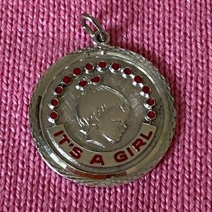 Sterling Silver & Pink It's A Girl Baby Charm